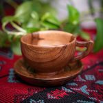 ست فنجون نلبکی چوبی بزرگ - تصویر 2